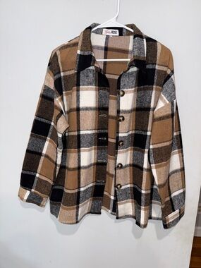 Plaid Utility Jacket in Brown/Black/Cream